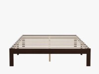 Ebern Designs Full Size 12" Solid Wood Platform Bed with Wooden Slats, No Box Spring Needed in Dark Brown New in Box $399