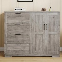 Winston Porter 43.3'' H Armoire Wardrobe Closet With 4 Drawers And 2 Doors, Hanging Rod in Gray New in Box $499