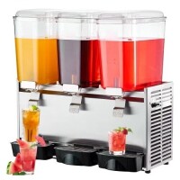 VEVOR Commercial Beverage Dispenser, 20.4 Qt 18L 3 Tanks Ice Tea Drink Machine, 680W 304 Stainless Steel Juice Dispenser with 41℉-53.6℉ Thermostat Controller, for Cold Drink Restaurant Hotel Party, New Shelf Pull $899