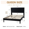 Willa Arlo Interiors Candler Velvet Upholstered Platform Bed with Wingback Headboard and Wooden Slats, Black, New in Box $999