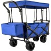VEVOR Extra Large Collapsible Garden Cart with Removable Canopy, Folding Wagon Utility Carts with Wheels and Rear Storage, Wagon Cart for Garden, Camping, Grocery Cart, Shopping Cart, Blue, New in Box $299