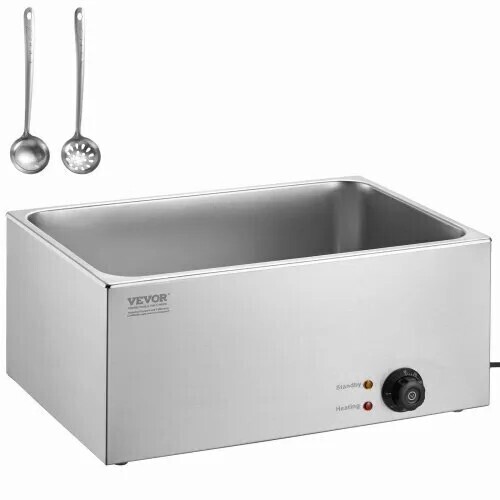 VEVOR Commercial Food Warmer 19QT Bain Marie 1200W Electric Buffet Warmer Steam Table Food Warmer Countertop Stainless Steel Food Warmer Wet or Dry Use for Parties, Catering and Restaurant, New in Box $299