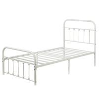 Trent Austin Design Kempst Twin Size Bed Frame with Headboard and Footboard, Classic Metal Platform Bed Frame, Mattress Foundation with Heavy Duty Metal Slats Support, No Box Spring Needed, Noise-Free, White, New in Box $299