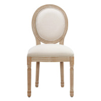 Ophelia & Co. 20" H Mid Century Modern Upholstered Linen Side Chair King Louis Back Solid Wood Dining Chair, Beige Linen, New in Box $399