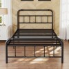 August Grove&reg; Amylia Anti-Sway Heavy Duty 14&rdquo; Metal Iron Bed Frame - Noise-Free Platform Bed with Headboard & Footboard, Artistic Steel Pipe Molding, Non-Slip, No Box Spring Needed, Twin Size for Master Bedroom/Shared Space $299