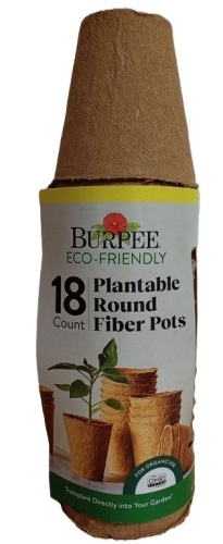 Burpee Biodegradable Plantable Earth Friendly Round Fiber Pots 3", 18-Count New
