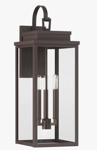 Orren Ellis Seyler 31-inch 3-light Textured Dark Bronze Exterior Wall Sconce with Clear Glass New In Box $399