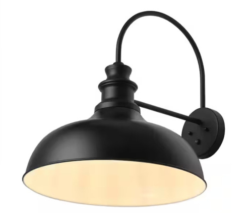 Aiwen Modern 19.68 in. W 1-Light Black Exterior Outdoor Gooseneck Oversized Barn Light Fixture Dusk to Dawn Wall Sconce New In Box $299