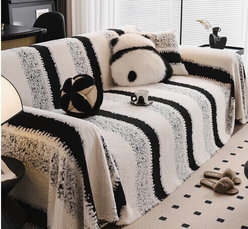 Gracie Oaks Brushed Cotton Sofa Slipcover With Non-Slip Back, 0.4" H x 134"W x 71"D $99