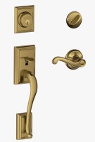 Schlage Addison Handleset with Deadbolt and Flair Door Lever and Rosette New Open Box $399