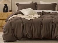 Bedsure 3-Piece 100% Washed Cotton Duvet Cover Oversized King Set &ndash;Minimalist Cotton Beding Set For All Season $299