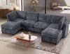 Nobile House Unity 128 in. Square Arm 6-Piece Chenille Modular Convertible Sectional Sofa in. Dark Gray with Storage, 2 Ottomans New Floor Model $1899