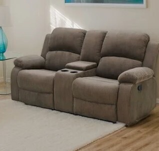 Latitude Run Whall Fabric Sofa with Cupholder and Storage in Brown New in Box $1499