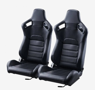 VEVOR Racing Seat, 2 Set, Adjustable Racing Cockpit with Wide Angle Reclining & High-Resilience Foam, Comfortable Racing Chair with Soft PVC Leather & Q235B Slider, Fit for Racing Cars & Go-Karts New in Box $699