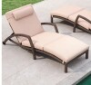 Denislawn BrownWicker Outdoor Chaise Lounge with Khaki Cushion New in Box $499