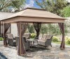Joyside 11 ft. x 11 ft. Beige Steel Pop-Up Gazebo with Mosquito Netting New Shelf Pull $499