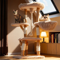 Tucker Murphy Pet Artisan Solid Wood Branch Cat Tree for Large Maine Coons & Multi-Cat Homes, 56"H, New in Box $899