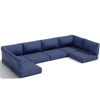 Latitude Run 14-Piece Outdoor Patio Cushions Set for 6-Seat Sectional Sofa, 25.6" x 25.6", 4" Thick Anti-Slip Garden Furniture Cushions, Blue, New in Box $399