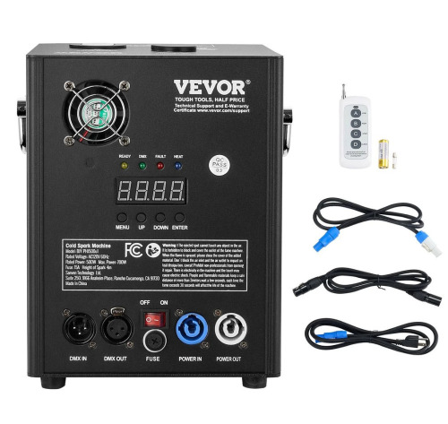VEVOR Cold Spark Machine, 500W Output Fireworks Controller, 6.6-13 ft. Adjustable Height, with Advanced DMX System, LED Screen, Portable Handle, HeavyDuty Aluminum Alloy for Stage DJ Wedding Event, Party New In Box $399