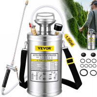 VEVOR 1.5 Gal. Stainless Steel Sprayer with 16" Wand & Handle & 3.3 ft. Reinforced Hose, Hand Pump Sprayer with Pressure Gauge & Safety Valve, Adjustable Nozzle Suitable for Gardening & Sanitizing New In Box $199
