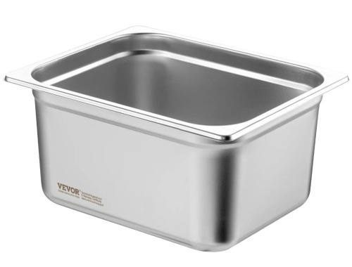 VEVOR Hotel Pan, 1/2 Size Anti-Jam Steam Pan, 0.8mm Thick Stainless Steel Restaurant Steam Table Pan, 6-Inch Deep Commercial Table Pan, Catering Storage Food Pan, for Industrial & Scientific New In Box