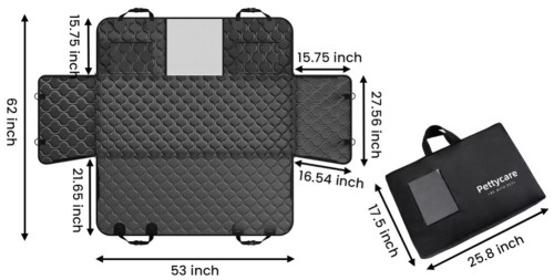 Pettycare Hard Bottom, Mesh Window & Non-Slip Dog Car Seat Cover for Back Seat, Black, One Size New In Carrying Bag $199