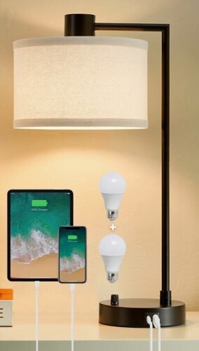 Mercer41 Navreet Table Lamp with USB C+A Charging Ports Fully Stepless Dimmable Bedside Lamp (Bulbs Included) $199