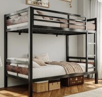 Latitude Run Bunk Bed Twin Over Twin, Heavy Duty Metal Bed With Ladder And Full-length Guardrail, Under-bed Storage Space, No Box Spring Needed, Noise Free,rustic Brown New in Box $499