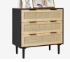 VEVOR 3 Drawer Rattan Dresser, Natural Rattan Closet Dresser with 3 Drawers, Modern Wood Chest Clothing Organizer & Storage Boho Dresser with Sturdy Handles & Legs, New in Box $399