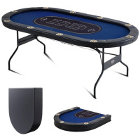 VEVOR 10 Player Poker Table Foldable, Portable Folding Card Board Game Table, Casino Leisure Table, Blackjack Texas Holdem Table with Padded Rails and Stainless Steel Cup Holders, Blue (84 in) New in Box $499