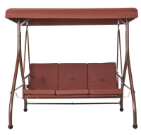 VEVOR 3-Seat Patio Swing Chair, Converting Canopy Swing, Outdoor Patio Porch with Adjustable Canopy, Removable Thick Cushion and Alloy Steel Frame, for Balcony, Backyard, Poolside, Brown New In Box $599