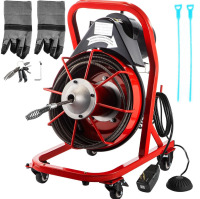 VEVOR Electric Drain Auger, 50' x 1/2", 250W Sewer Snake Machine Fit 2''- 4'' Pipes w/Wheels & Cutters & Foot Switch, Plumbing Snake for Toilet, Sewer, Bathroom, Sink and Shower New In Box $399
