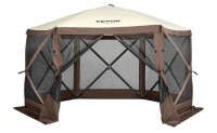VEVOR Pop Up Gazebo Tent, Pop-Up Screen Tent 6 Sided Canopy Sun Shelter with 6 Removable Privacy Wind Cloths & Mesh Windows, 11.5x11.5FT Quick Set Screen with Mosquito Netting, Brown New In Box $399