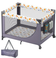 VEVOR Baby Playpen Travel Crib, Quick-Folding Playpen for Baby & Toddler, Portable Baby Fence Play Yard with Wheels, Breathable Mesh & Travel Bag, Indoor/Outdoor Kids Activity Center for 0-36 Months New In Box $199