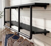 Williston Forge 59-Inch Clothes Rack with Top Shelf, 2 Tiers Wall Mounted Shelves with Hanging Rod for Laundry Room $299