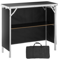 VEVOR Folding Portable Bar Table, Tradeshow Podium Table for Indoor, Outdoor, Party, Picnic, Exhibition, Includes Carrying Case, Storage Shelf and Black Skirt, 38.39" x 15.16" x 34.25" New in Box $299