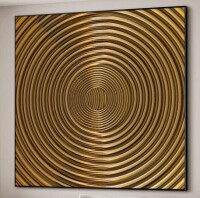 SIGNLEADER Golden Spiral Optical Illusion Mesmerizing Metallic Circles Extra Large Framed Wall Art Print Decor (Frame Assembly Required), 72" x 72" New In Box $399