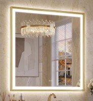 ACEGOSES 36 in. W x 36 in. H Aluminum Framed LED Bathroom Vanity Mirror with Anti-Fog Dimmable Front and Backlight, Brushed Gold On Working $299