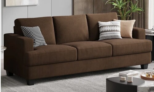 Ebern Designs Brooklington Upholstered Sofa in Brown New $999