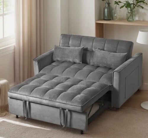 Latitude Run 3 in 1 Convertible Sleeper Sofa Bed, Modern Pull Out Couch Bed, Adjustable Backrest, Loveseat Futon Sofa with Pillows & Pockets New in Box $699