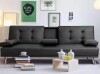 LACOO Black 66 in. Faux Leather Upholstered Convertible Folding Futon Sofa Bed 2 Cupholders New in Box $599