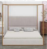 Mercer41 Modern Luxury Metal Canopy Bed in beige King Size New in Box $699