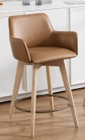 George Oliver Ashwell Mid-Century Modern 26" H Swivel Leather Counter Stool with Wire-Brushed Solid Wood Legs New in BOx $499