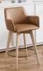 George Oliver Ashwell Mid-Century Modern 26" H Swivel Leather Counter Stool with Wire-Brushed Solid Wood Legs New in BOx $499