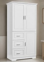 Rebrilliant Tall and Wide Storage Cabinet with Doors for Bathroom/Office, Three Drawers in White New in Box $599