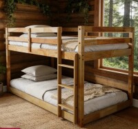 Isabelle & max Twin Over Twin Solid Wood Bunk Beds With Ladder in Natural New in Box $499