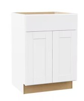 Hampton Bay Shaker 24 in. W x 21 in. D x 34.5 in. H Assembled Bath Sink Base Bathroom Cabinet in Satin White New in Box $499