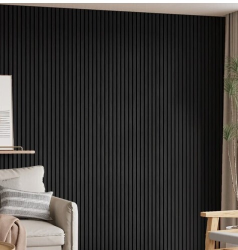 ComfortHomi 4PC x 106" x 12.6" 3D Acoustic/Sound proof Wood Slat Wall Panels (Set of 4/37.1 sq. ft.) in Black New in Box $299
