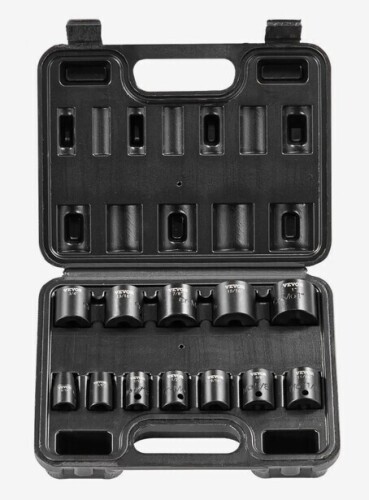 VEVOR 3/8" Drive Impact Socket Set, 12 Piece Shallow Socket Set SAE 5/16"-1", 6 Point Cr-Mo Alloy Steel for Auto Repair, Easy-to-Read Size Markings, Rugged Construction, Includes Storage Case New In Box $99