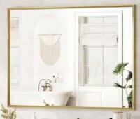 ACEGOSES 48 in. W x 36 in. H Modern Beveled Aluminum Frame Rectangular Wall Mirror, Brushed Gold New In Box $399